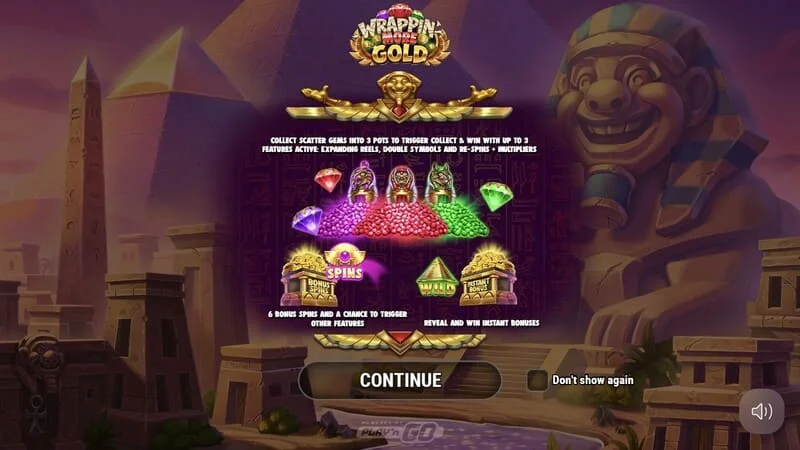 Wrappin' More Gold – hlavné menu s múmiou a pyramídami